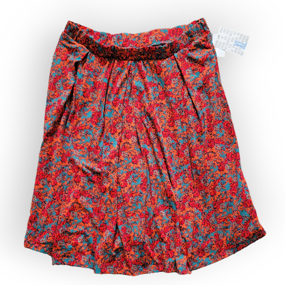 Lularoe Madison Box Pleats w/ Pockets Floral Pink/Green Skirt Women Sz XL - Picture 1 of 8